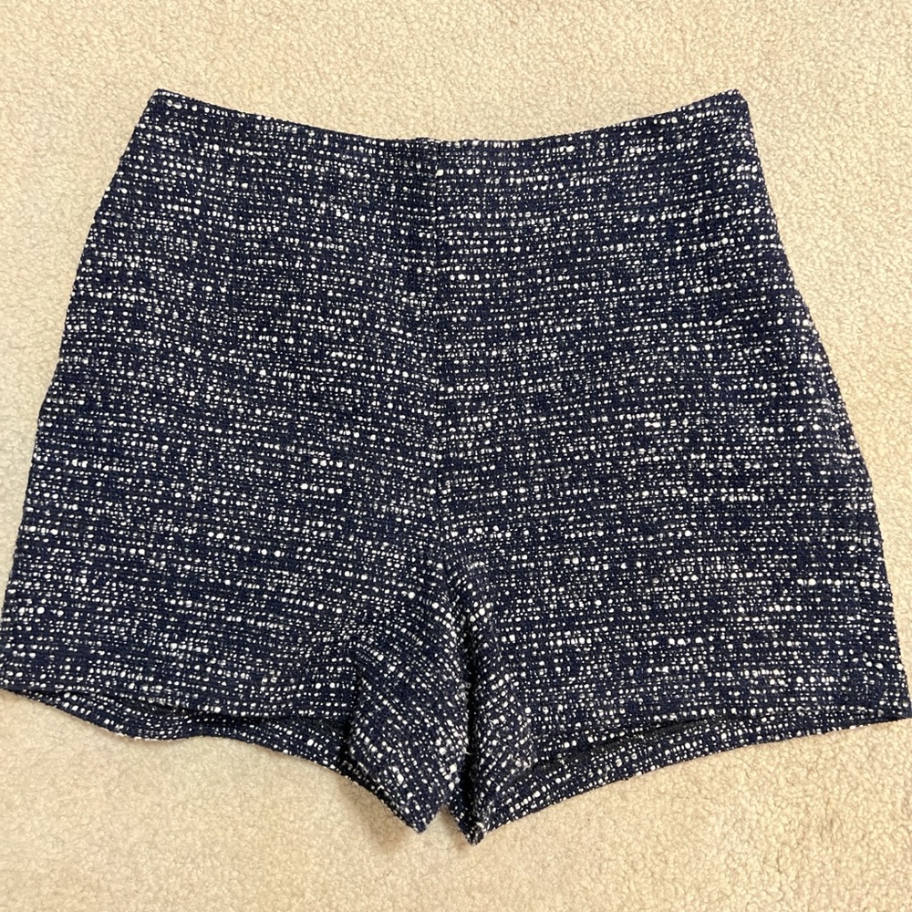 Express Navy and White Tweed High Waist Shorts